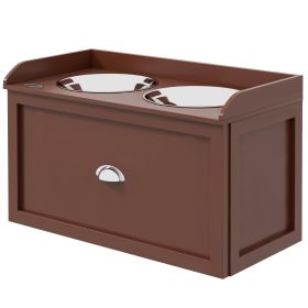 Pet Feeding Station Pet Dish Bowl Set with Storage, 2 Elevated Dog Bowls for Large Sized Dogs, Brown