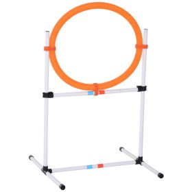 Dog Agility Training Jump Ring Tire Hoop Set Hurdle Bar Speed Equipment White Orange