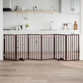 Dog Gate Set of 6 Brown Poplar Wood 118.1 in total length