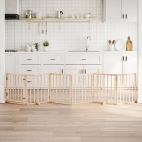 Dog Gate with Door Foldable 6 Panels 118.1 " Poplar Wood