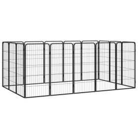 Dog Playpen Black Powder-coated steel Expandable Dog Playpen